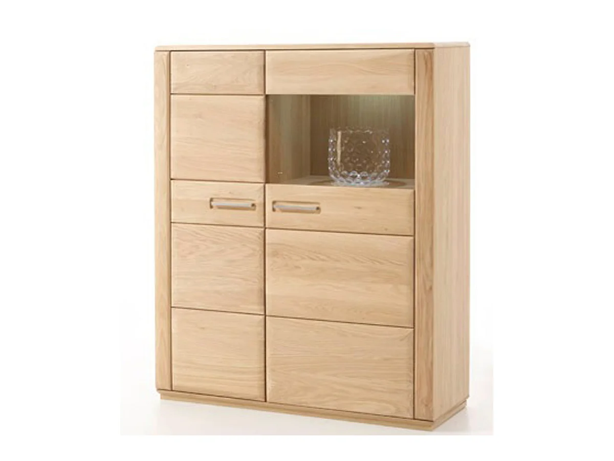 Vaisselier gauche coloris chêne blanchi huilé - Longueur 107 x Hauteur 132 x Profondeur 38 cm