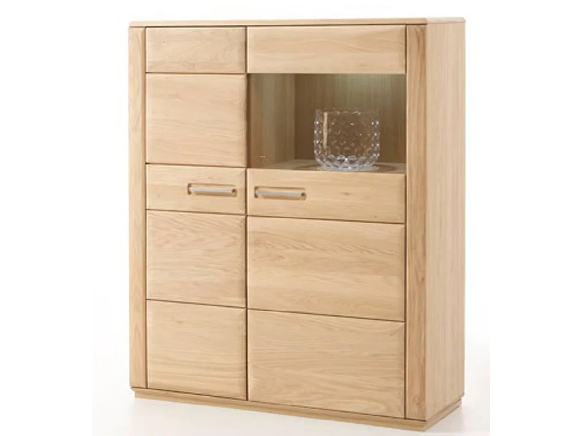 Vaisselier gauche coloris chêne blanchi huilé - Longueur 107 x Hauteur 132 x Profondeur 38 cm