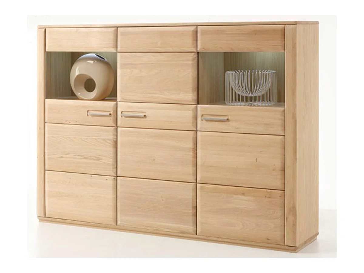 Vaisselier coloris chêne blanchi huilé - Longueur 179 x Hauteur 131 x Profondeur 38 cm