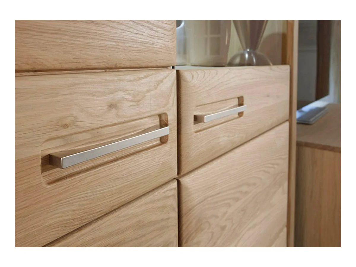 Vaisselier coloris chêne blanchi huilé - Longueur 179 x Hauteur 131 x Profondeur 38 cm