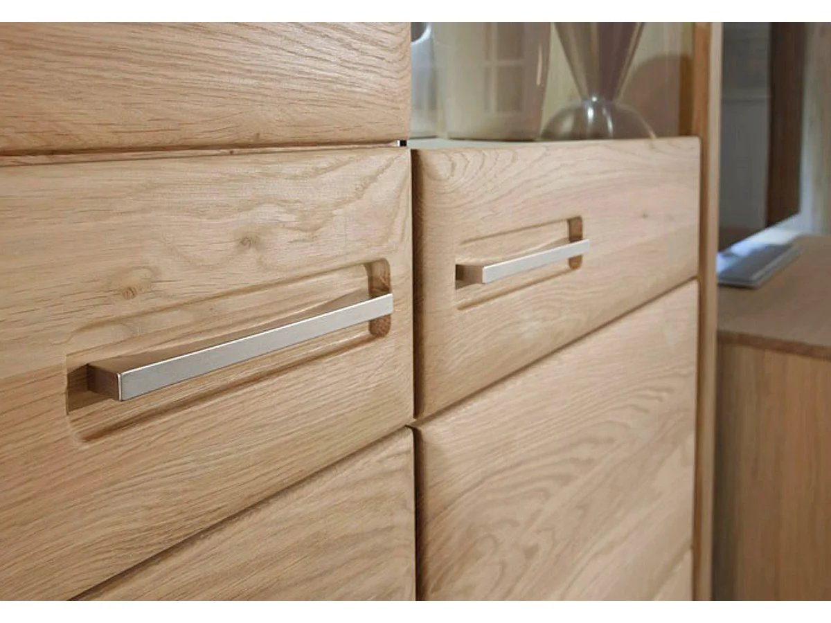 Vaisselier coloris chêne blanchi huilé - Longueur 179 x Hauteur 131 x Profondeur 38 cm