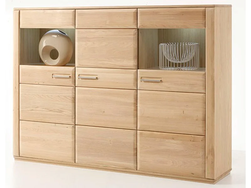 Vaisselier coloris chêne blanchi huilé - Longueur 179 x Hauteur 131 x Profondeur 38 cm