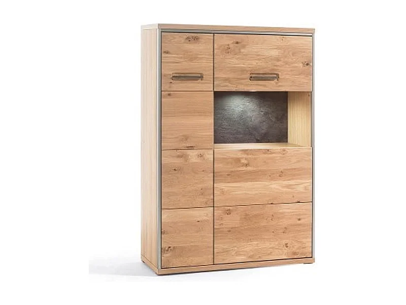 Vaisselier combiné gauche coloris chêne bianco de 2 portes - Longueur 94 x Hauteur 136 x Profondeur 39 cm