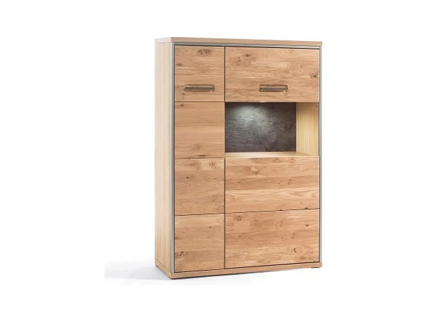 Vaisselier combiné gauche coloris chêne bianco de 2 portes - Longueur 94 x Hauteur 136 x Profondeur 39 cm