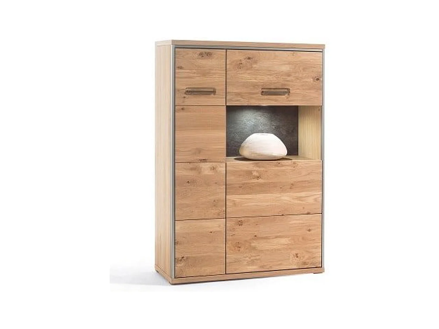 Vaisselier combiné gauche coloris chêne bianco de 2 portes - Longueur 94 x Hauteur 136 x Profondeur 39 cm