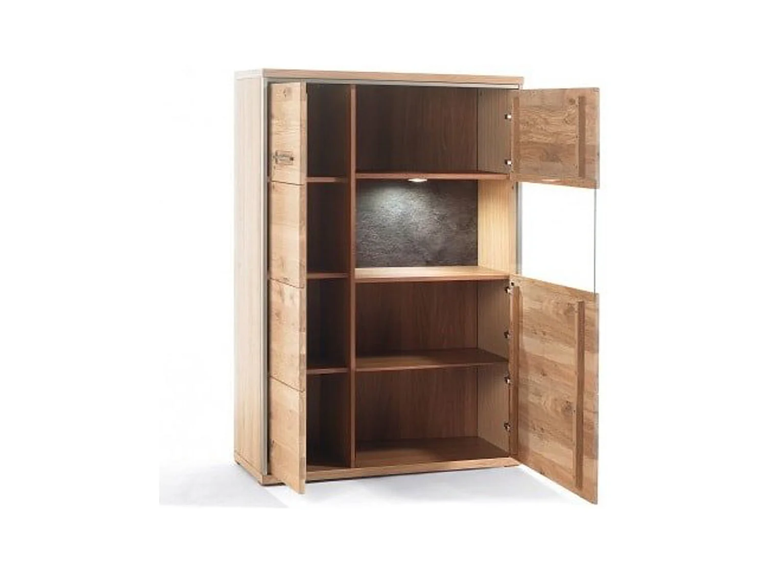 Vaisselier combiné gauche coloris chêne bianco de 2 portes - Longueur 94 x Hauteur 136 x Profondeur 39 cm