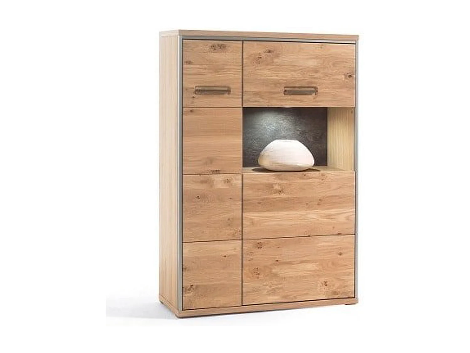 Vaisselier combiné gauche coloris chêne bianco de 2 portes - Longueur 94 x Hauteur 136 x Profondeur 39 cm