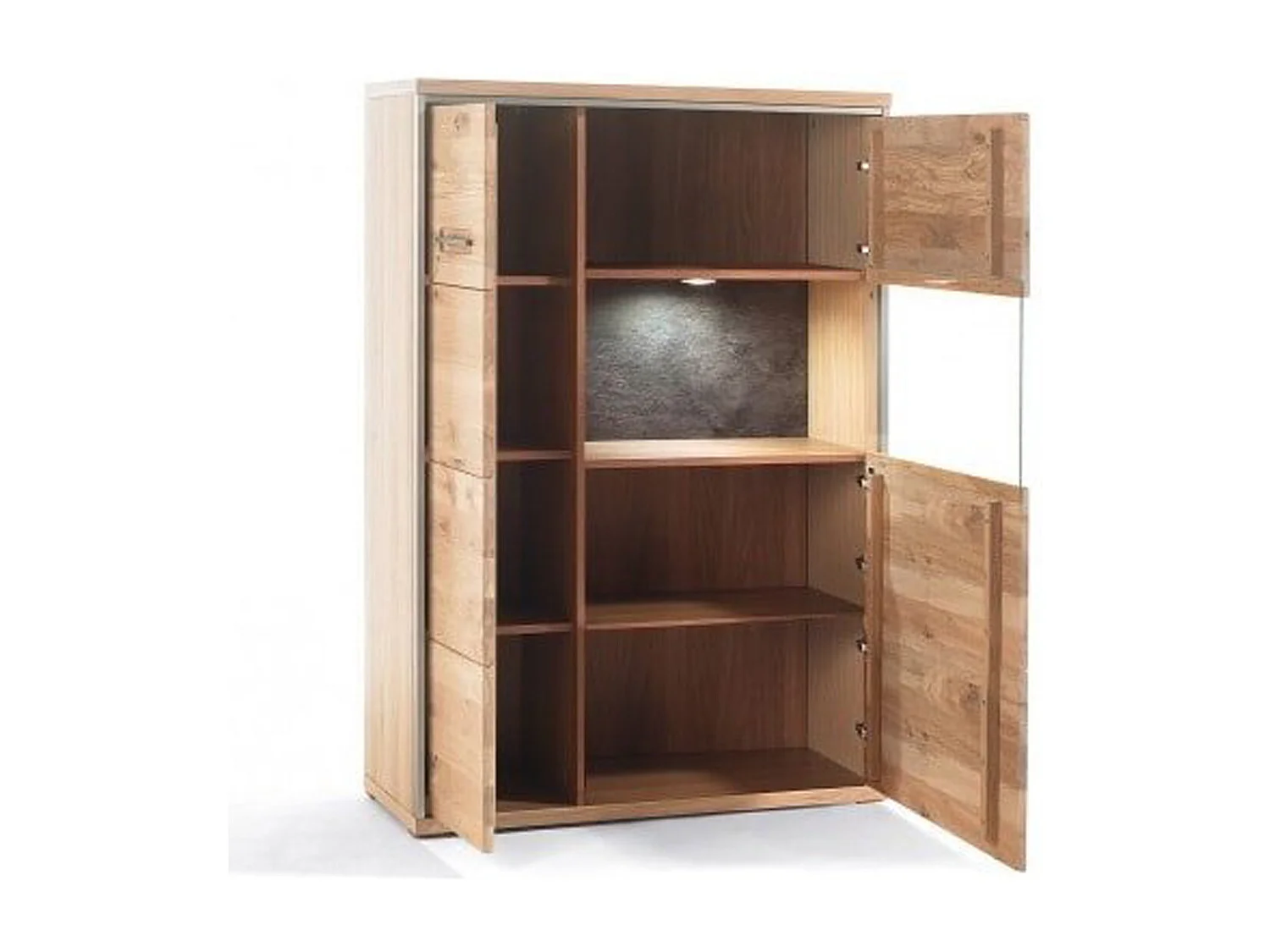 Vaisselier combiné gauche coloris chêne bianco de 2 portes - Longueur 94 x Hauteur 136 x Profondeur 39 cm