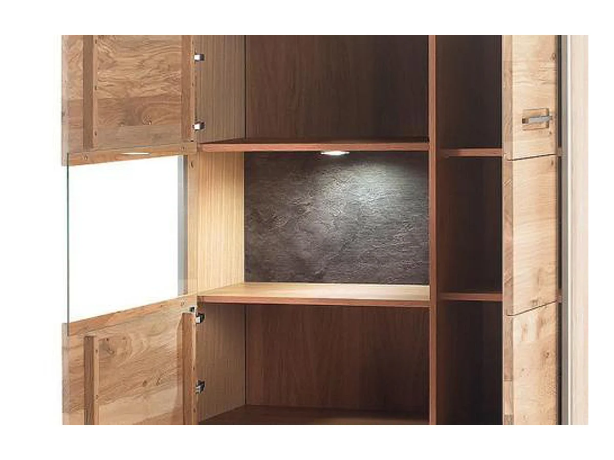 Vaisselier combiné droite coloris chêne bianco de 2 portes - Longueur 94 x Hauteur 136 x Profondeur 39 cm