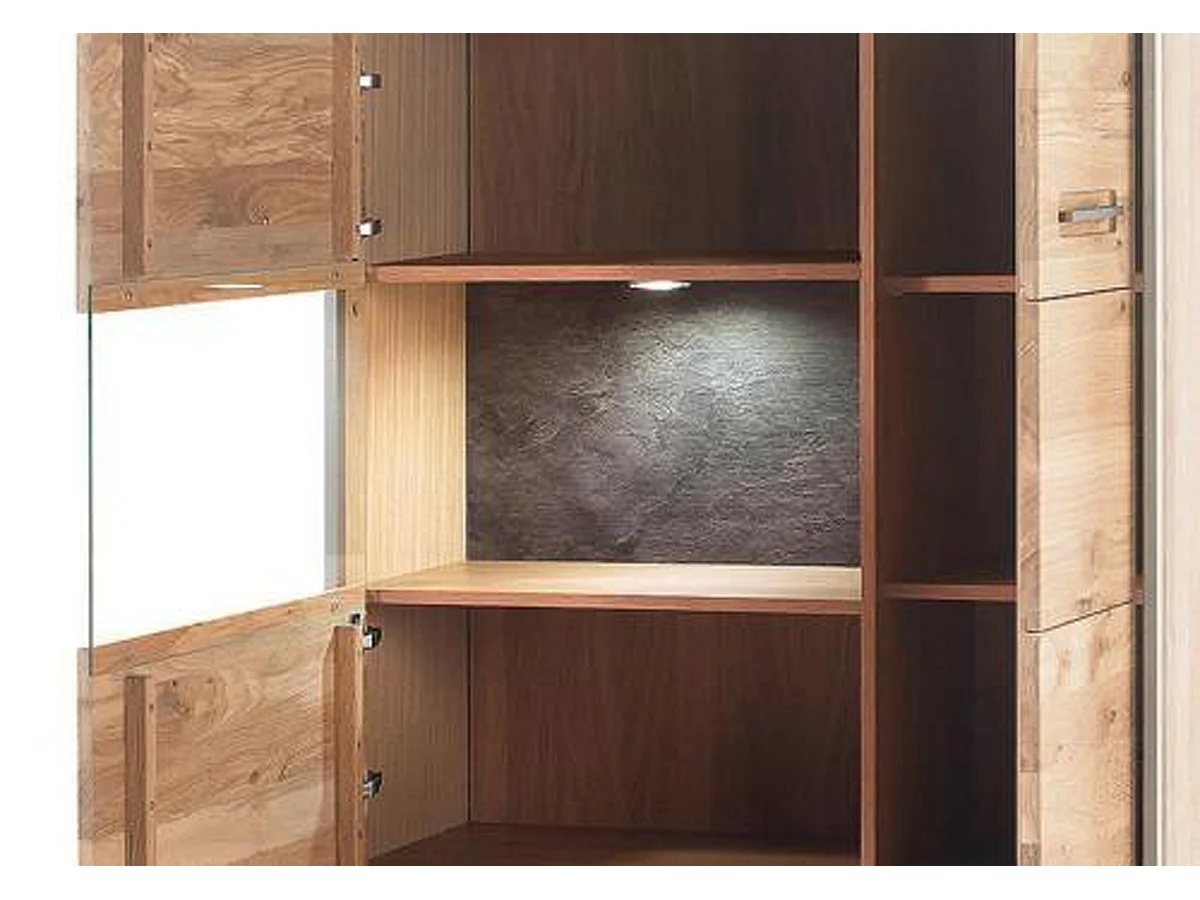 Vaisselier combiné droite coloris chêne bianco de 2 portes - Longueur 94 x Hauteur 136 x Profondeur 39 cm