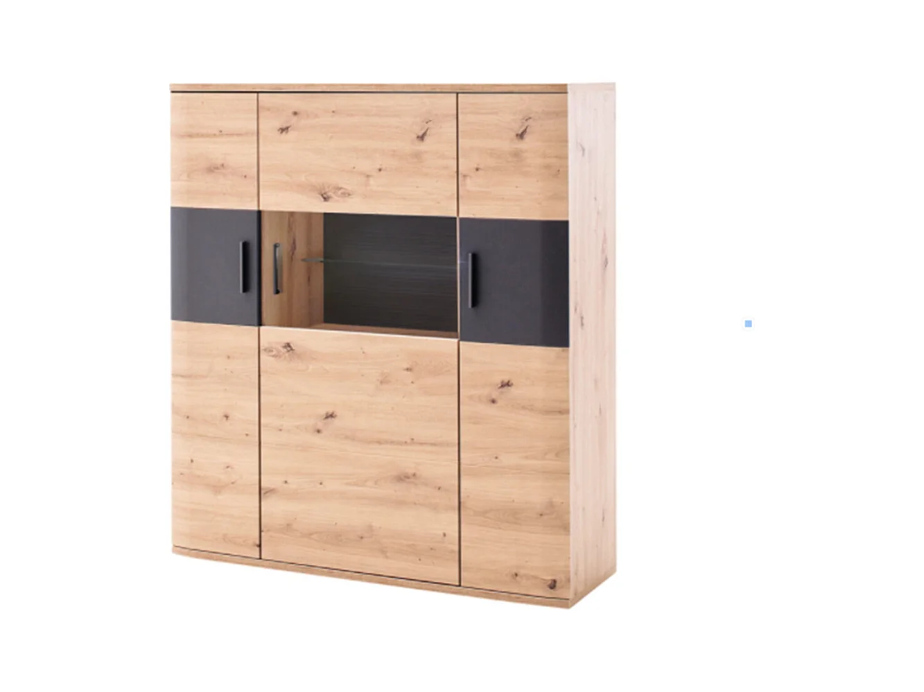 Vaisselier coloris chêne massif / graphite - Longueur 120 x Hauteur 134 x Profondeur 37 cm