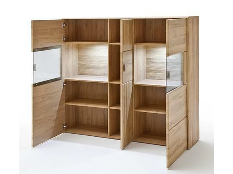 Vaisselier coloris chêne grandson - Longueur 154 x Hauteur 139 x Profondeur 39 cm