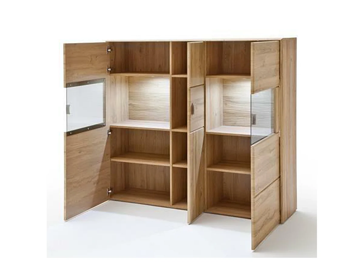 Vaisselier coloris chêne grandson - Longueur 154 x Hauteur 139 x Profondeur 39 cm