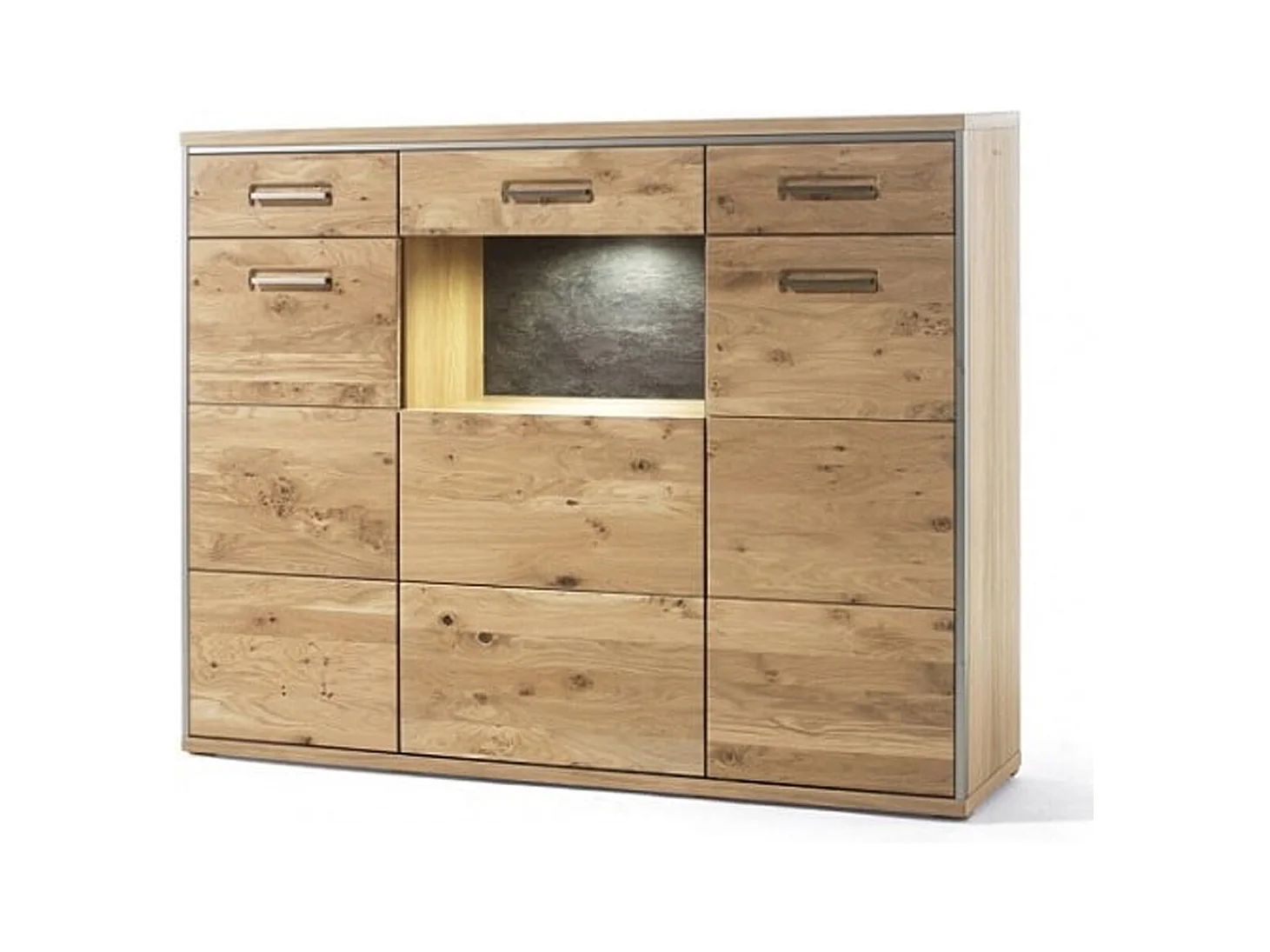 Vaisselier en bois chêne bianco de 3 portes - Longueur 154 x Hauteur 121 x Profondeur 39 cm