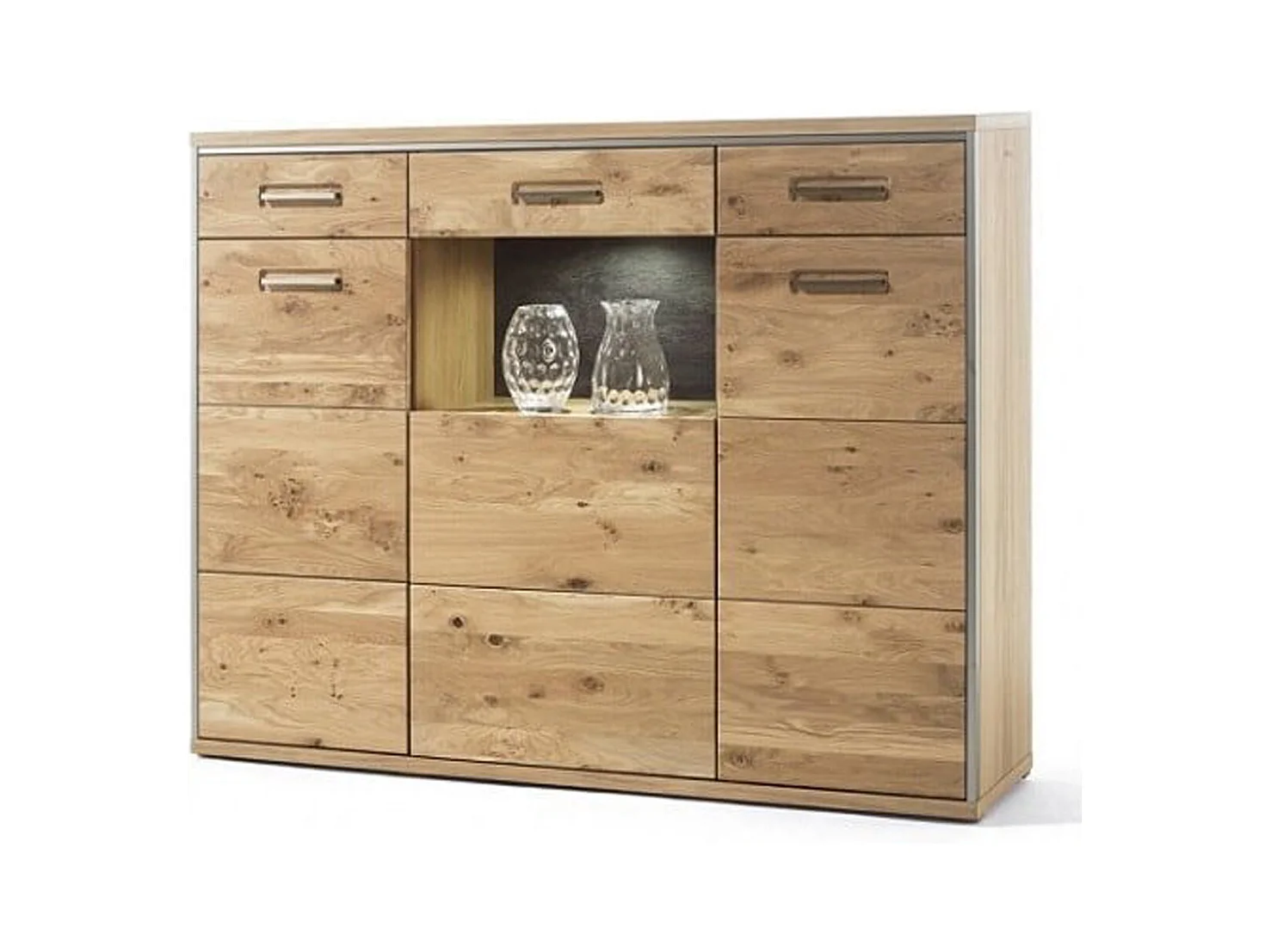 Vaisselier en bois chêne bianco de 3 portes - Longueur 154 x Hauteur 121 x Profondeur 39 cm