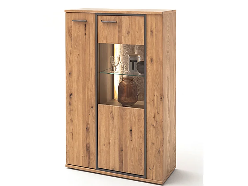 Buffet / Vaisselier coloris chêne noueux - Longueur 90 x Hauteur 142 x Profondeur 37 cm