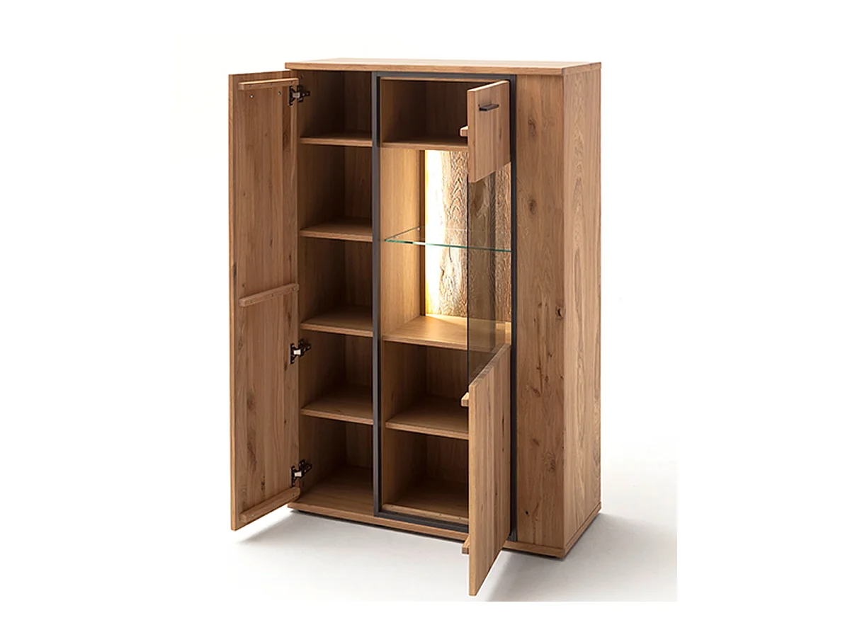 Buffet / Vaisselier coloris chêne noueux - Longueur 90 x Hauteur 142 x Profondeur 37 cm