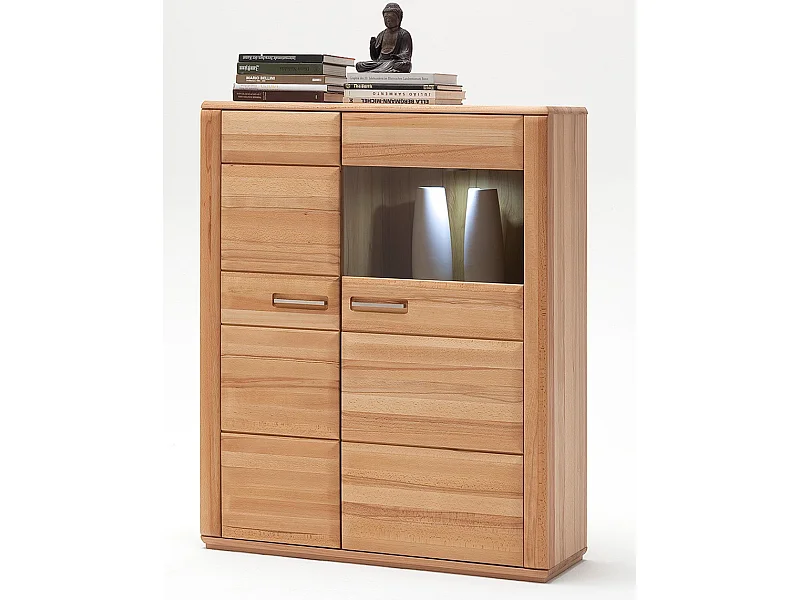 Vaisselier gauche en coeur de hêtre huilé - Longueur 107 x Hauteur 132 x Profondeur 38 cm