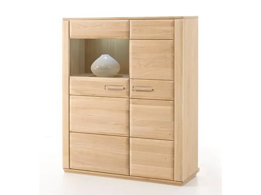 Vaisselier droite coloris chêne blanchi huilé - Longueur 107 x Hauteur 132 x Profondeur 38 cm