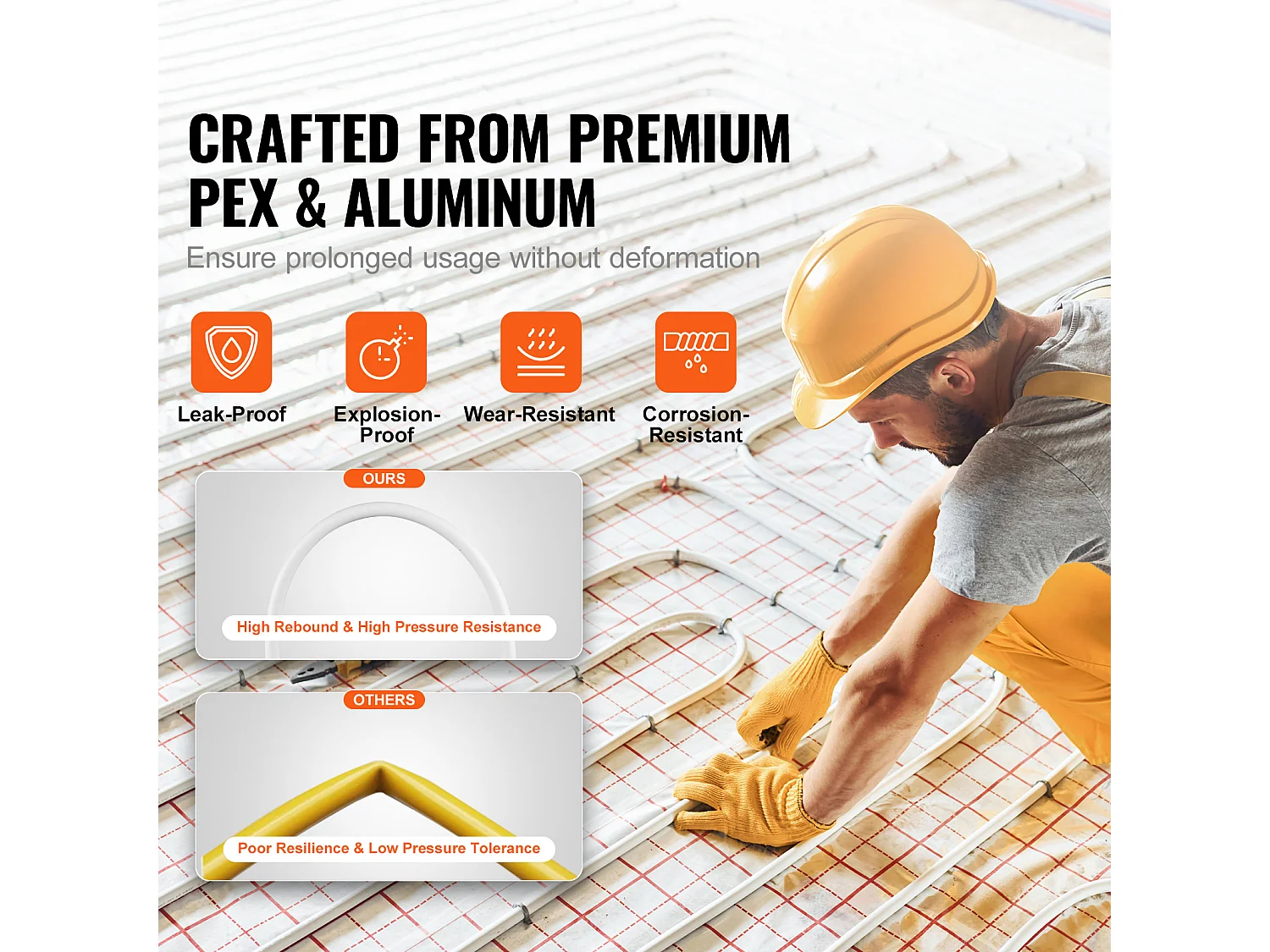 Tube PEX-AL-PEX SucceBuy 984 Pi, Composite Aluminium-Plastique, Barrière à L'oxygène