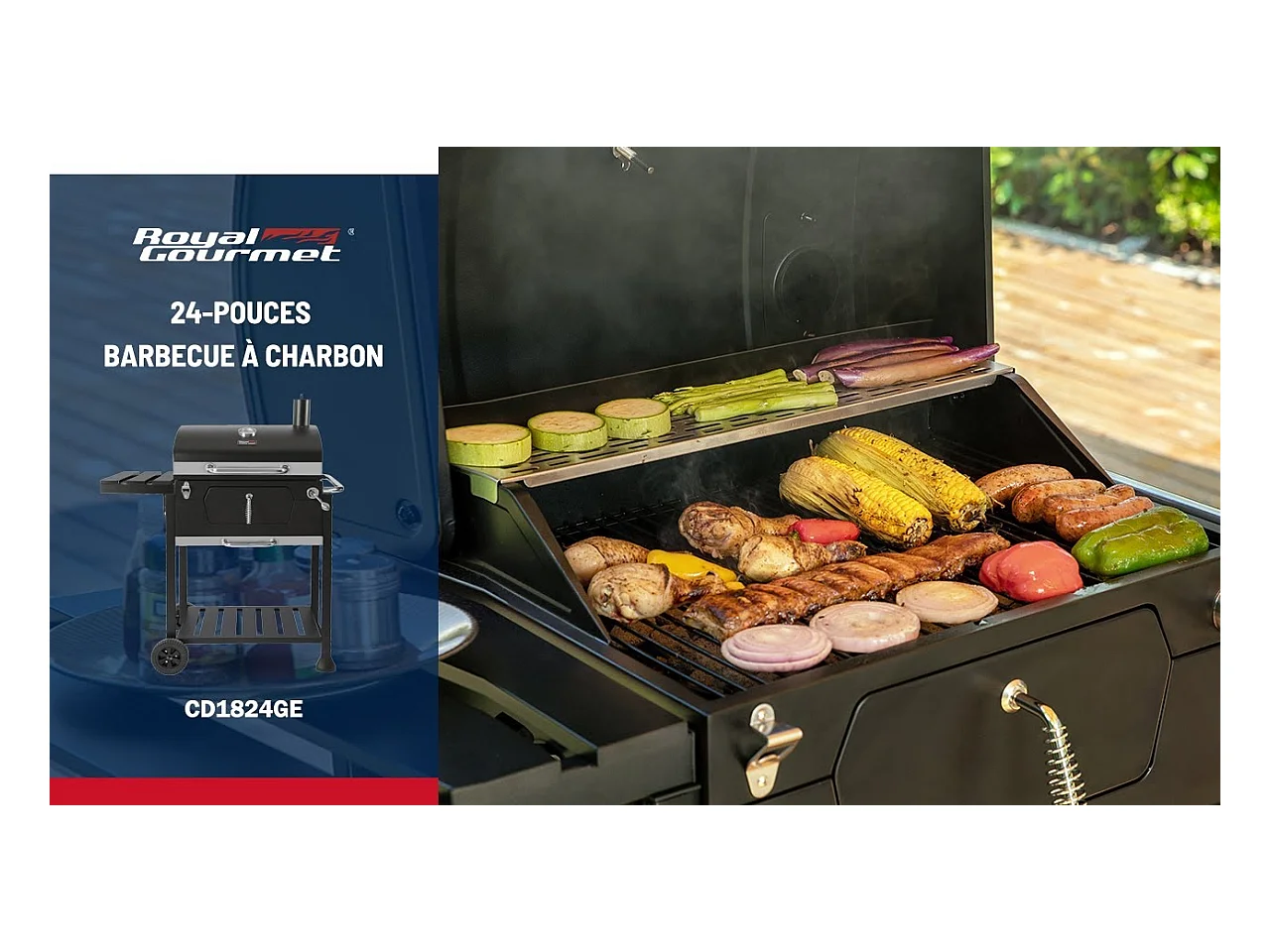 Barbecue à Charbon de Bois - Grilles de Cuisson en Acier Émaillé - Noir - 100 x 64,5 x 104,5 cm