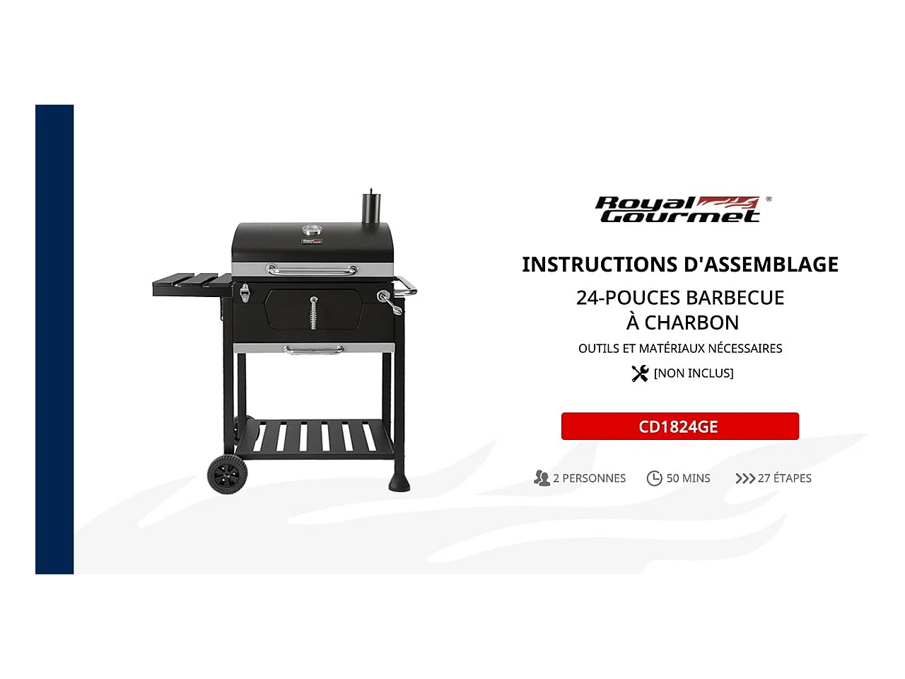 Barbecue à Charbon de Bois - Grilles de Cuisson en Acier Émaillé - Noir - 100 x 64,5 x 104,5 cm