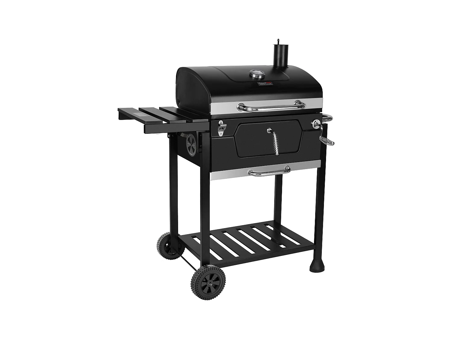 Barbecue à Charbon de Bois - Grilles de Cuisson en Acier Émaillé - Noir - 100 x 64,5 x 104,5 cm