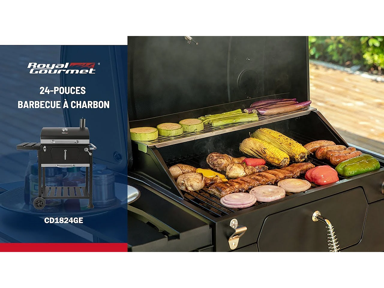 Barbecue à Charbon de Bois - Grilles de Cuisson en Acier Émaillé - Noir - 100 x 64,5 x 104,5 cm