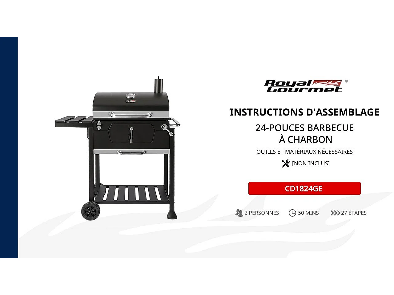 Barbecue à Charbon de Bois - Grilles de Cuisson en Acier Émaillé - Noir - 100 x 64,5 x 104,5 cm