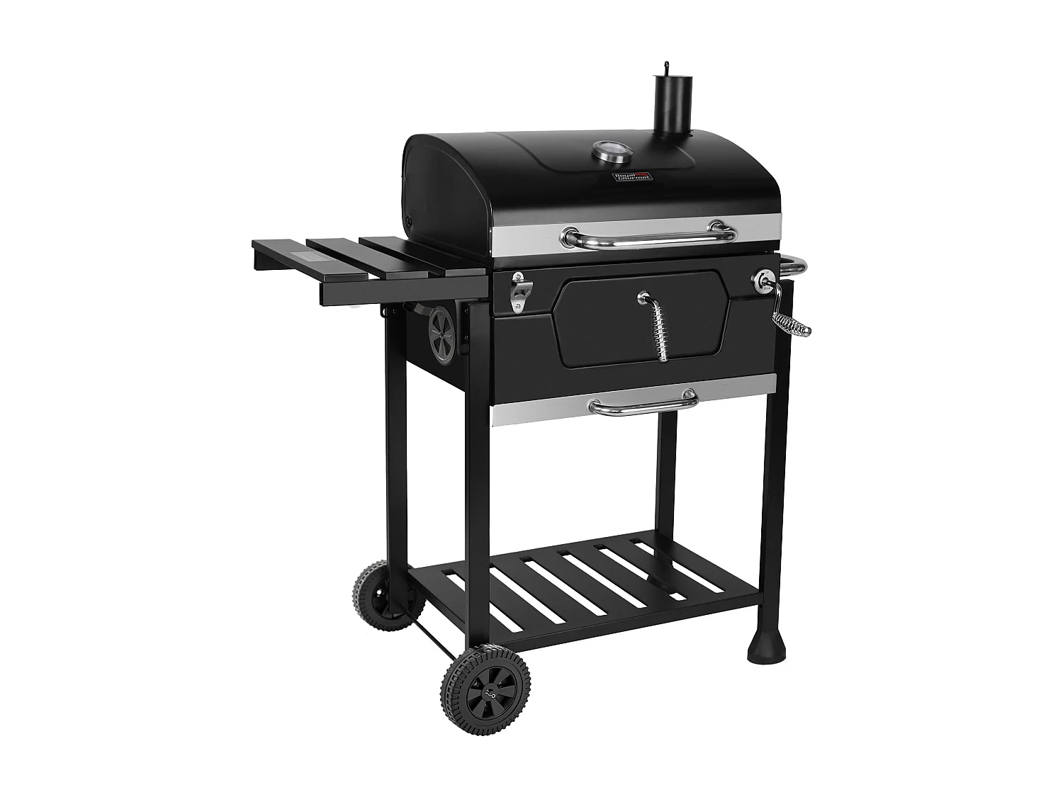 Barbecue à Charbon de Bois - Grilles de Cuisson en Acier Émaillé - Noir - 100 x 64,5 x 104,5 cm