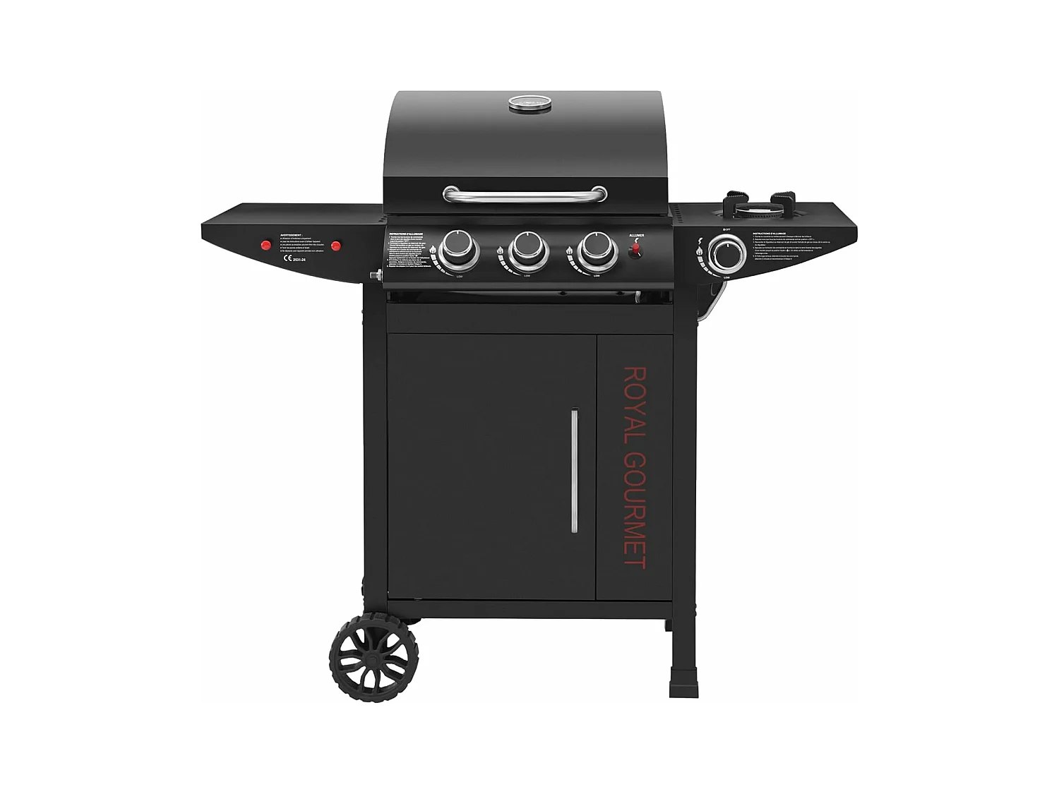 Barbecue Gaz à 3+1 Brûleurs Royal Gourmet - Gril à Gaz sur Chariot - Puissance 11,5 kW