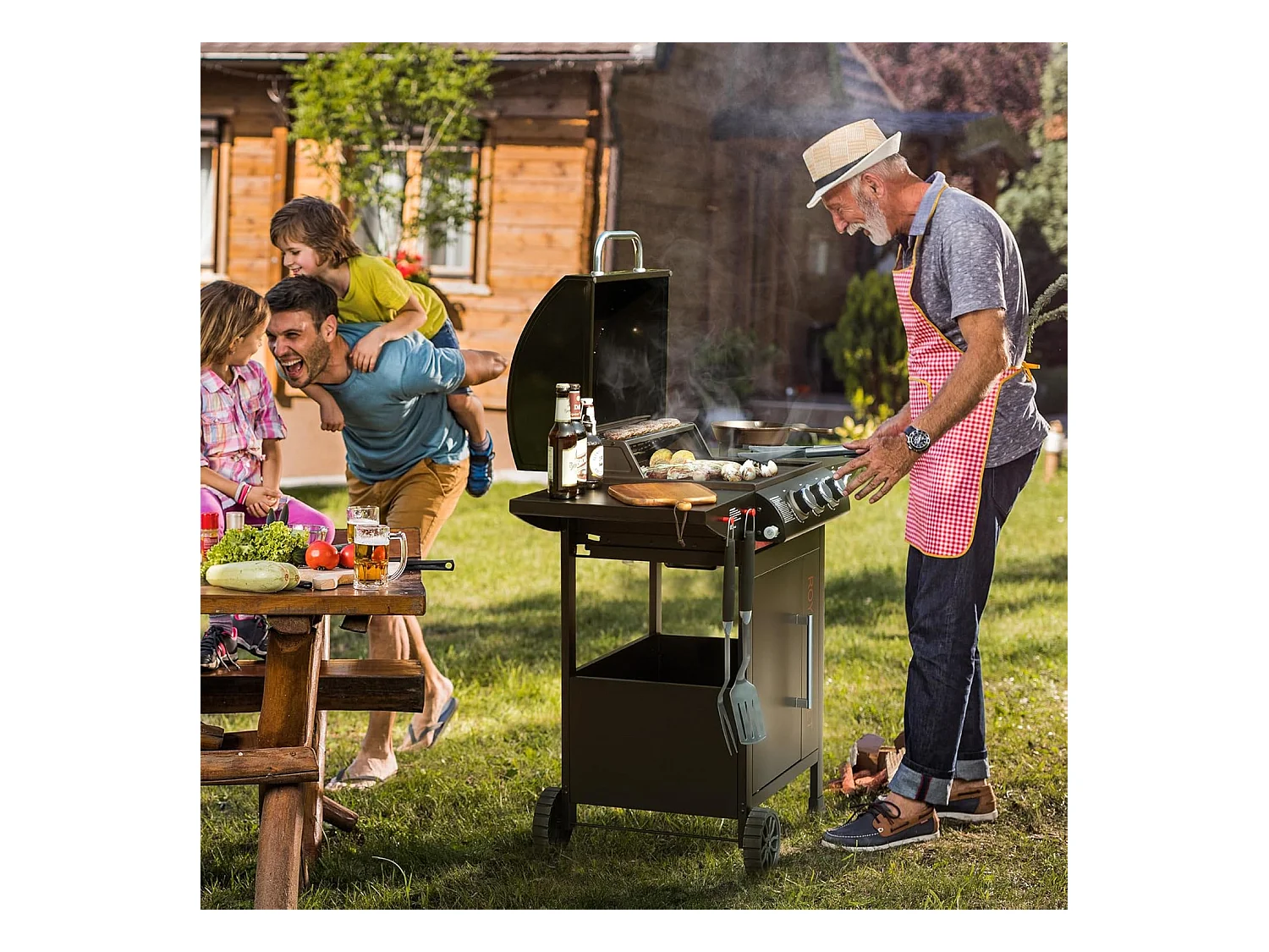 Barbecue Gaz à 3+1 Brûleurs Royal Gourmet - Gril à Gaz sur Chariot - Puissance 11,5 kW