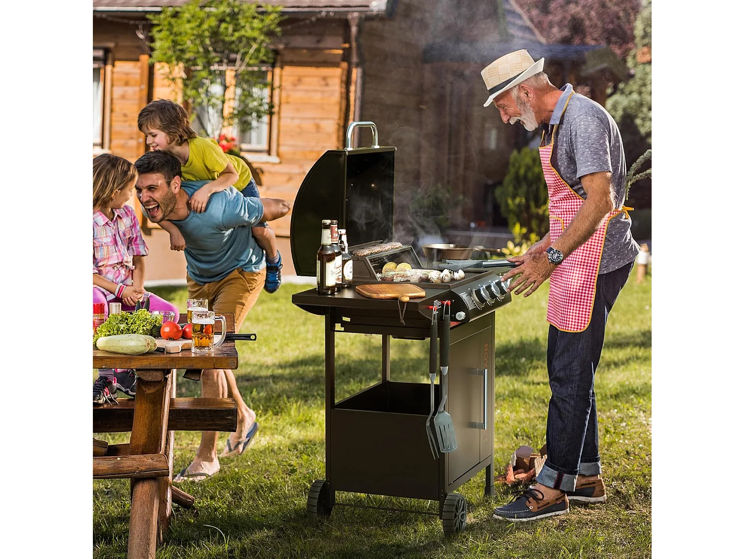 Barbecue Gaz à 3+1 Brûleurs Royal Gourmet - Gril à Gaz sur Chariot - Puissance 11,5 kW