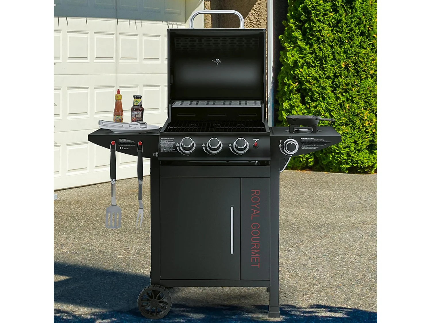 Barbecue Gaz à 3+1 Brûleurs Royal Gourmet - Gril à Gaz sur Chariot - Puissance 11,5 kW
