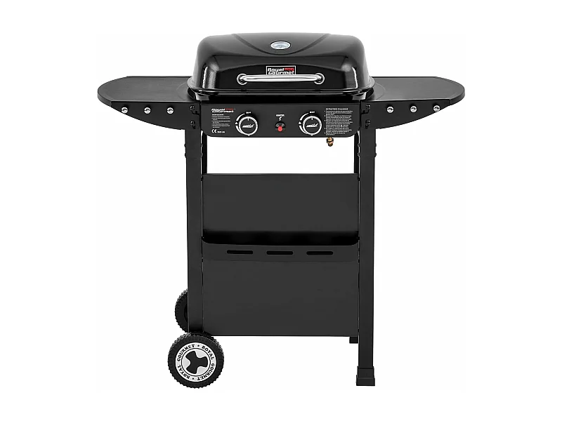 2 Brûleurs Barbecue Gaz sur Chariot Royal Gourmet - 2 en 1 Plaque et Grille Combinés avec Tables Latérales Pliables et Couvercle, Puissance 5 kW