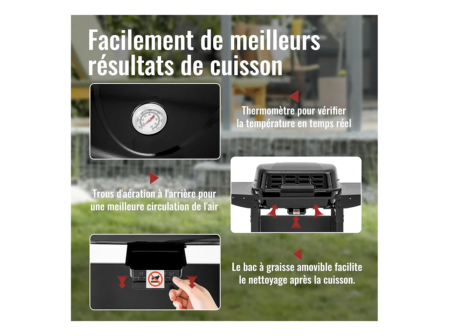 2 Brûleurs Barbecue Gaz sur Chariot Royal Gourmet - 2 en 1 Plaque et Grille Combinés avec Tables Latérales Pliables et Couvercle, Puissance 5 kW