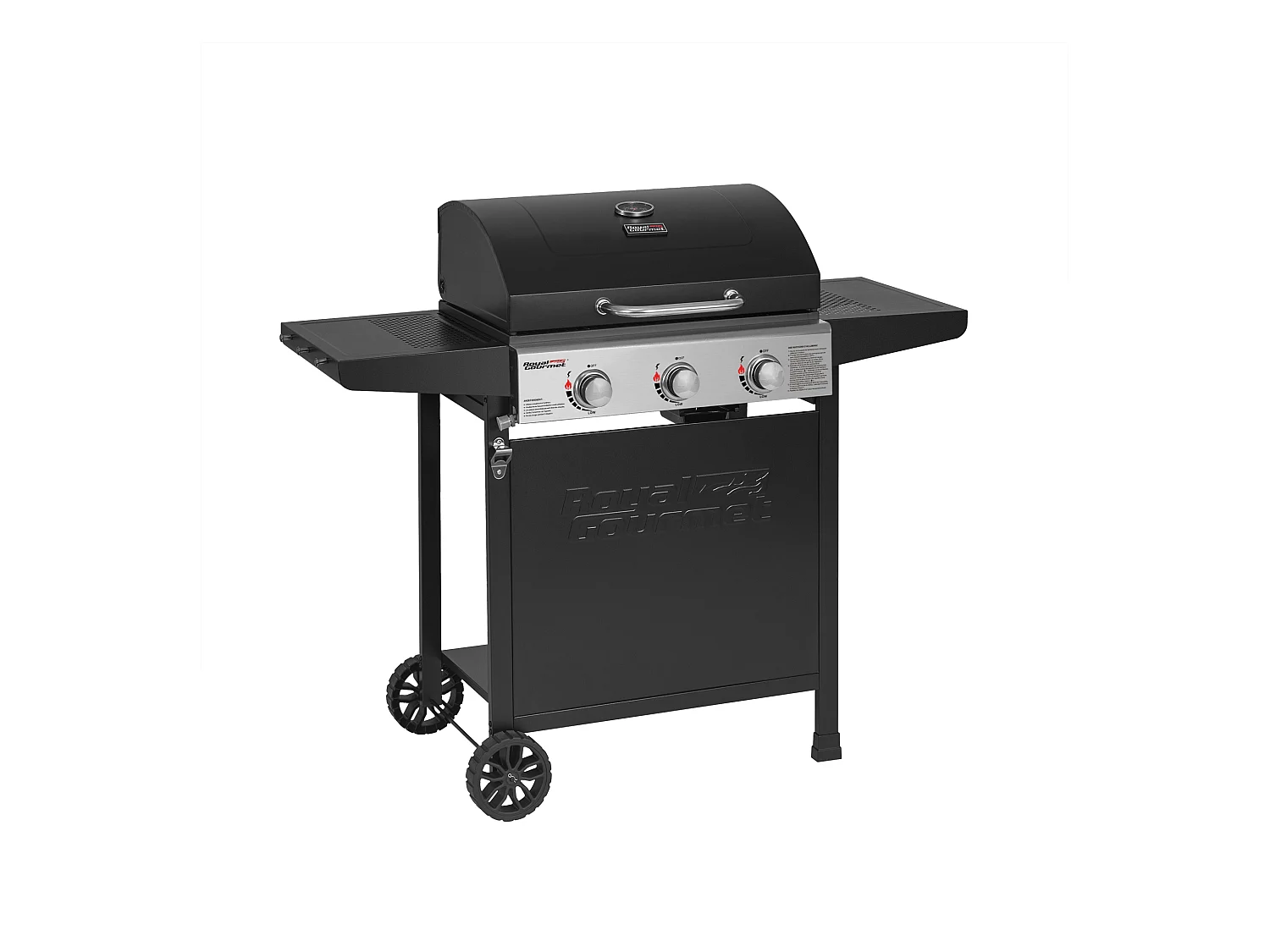 Barbecue Gaz sur Chariot Royal Gourmet à 3 Brûleurs - Puissance 9kW - Noir - 121,6 x 57,8 x 105 cm