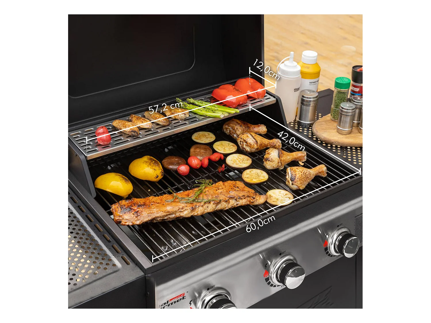 Barbecue Gaz sur Chariot Royal Gourmet à 3 Brûleurs - Puissance 9kW - Noir - 121,6 x 57,8 x 105 cm