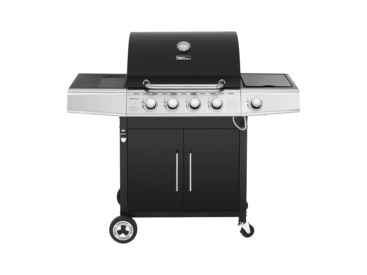Barbecue Gaz Royal Gourmet à 4+1 Brûleurs Puissance 14,5kW - Noir - 122 x 57 x 112 cm