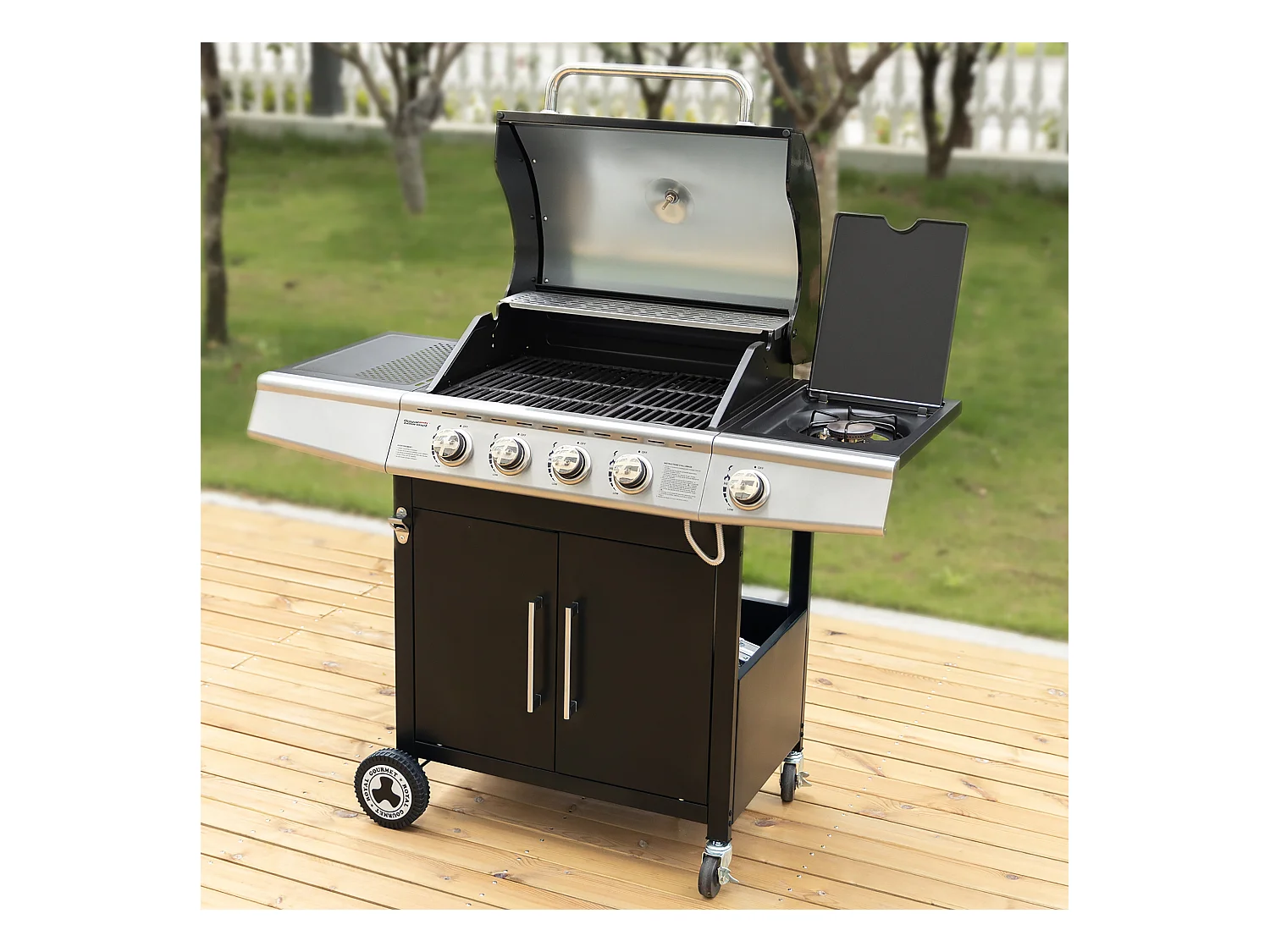 Barbecue Gaz Royal Gourmet à 4+1 Brûleurs Puissance 14,5kW - Noir - 122 x 57 x 112 cm