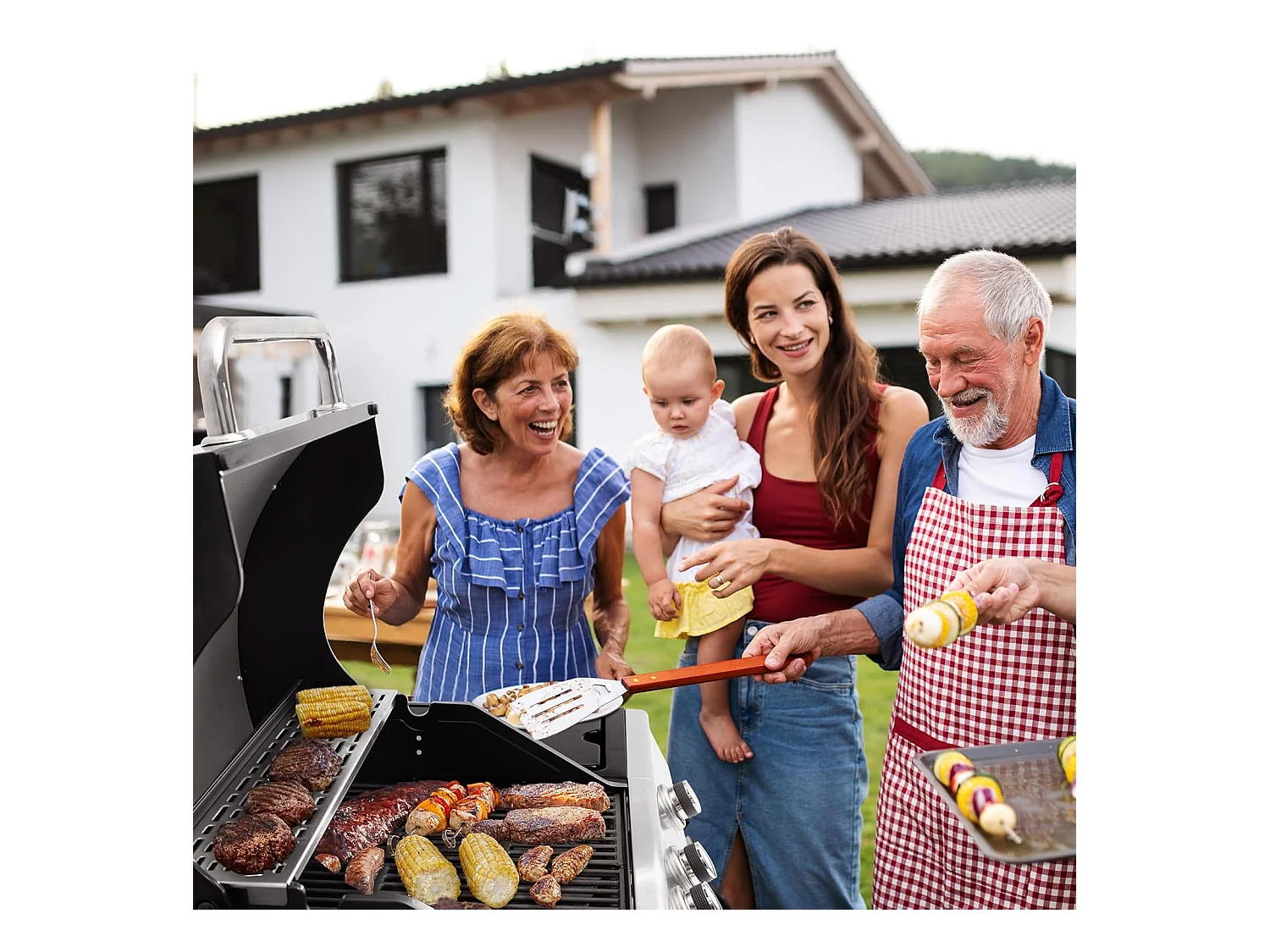 Barbecue Gaz Royal Gourmet à 4+1 Brûleurs Puissance 14,5kW - Noir - 122 x 57 x 112 cm