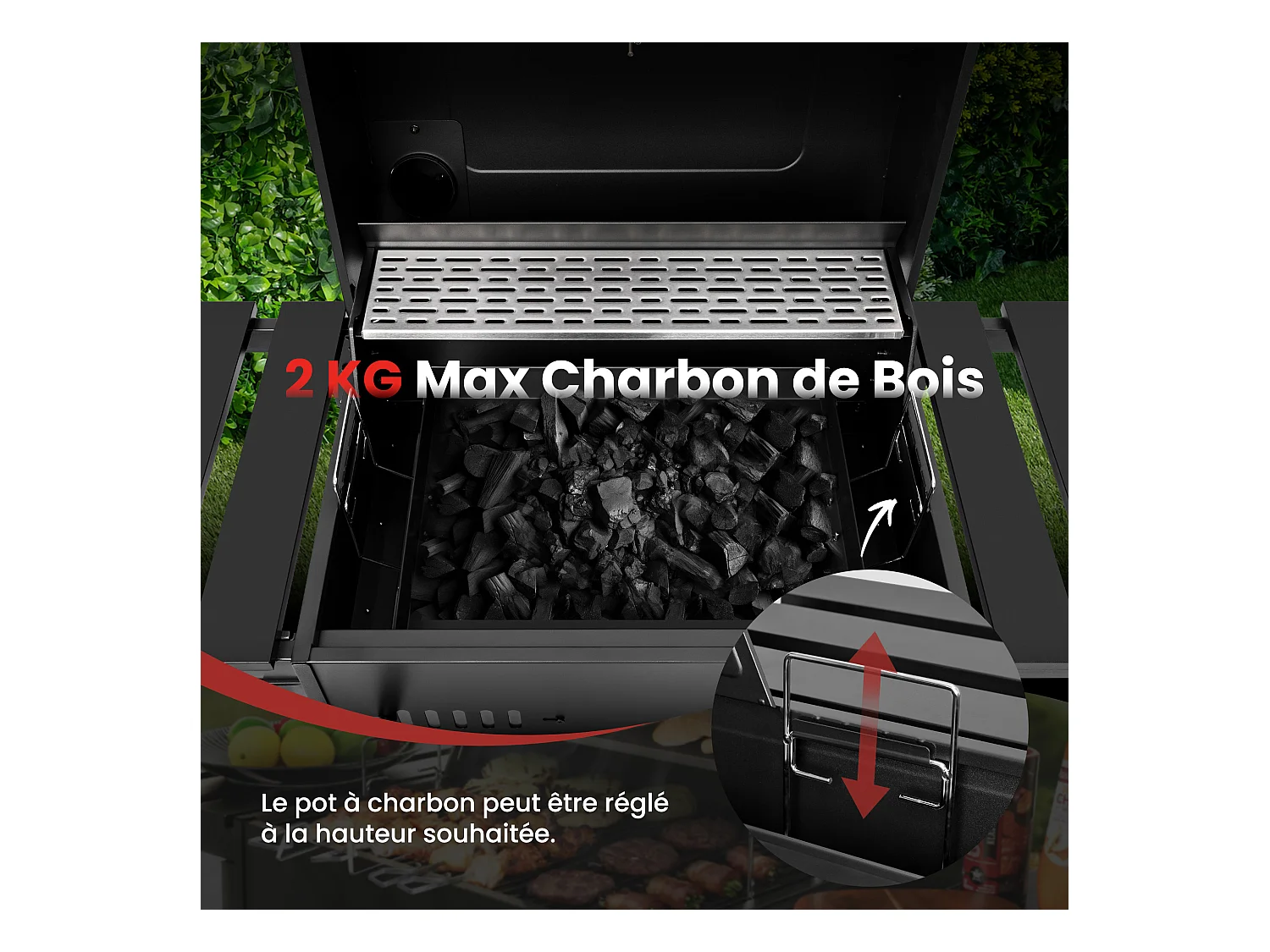 Royal Gourmet Barbecue à Charbon de Bois - Grill à Charbon sur Chariot avec Tablettes Pliables - Surface Cuisson 56,5 x 42,2
