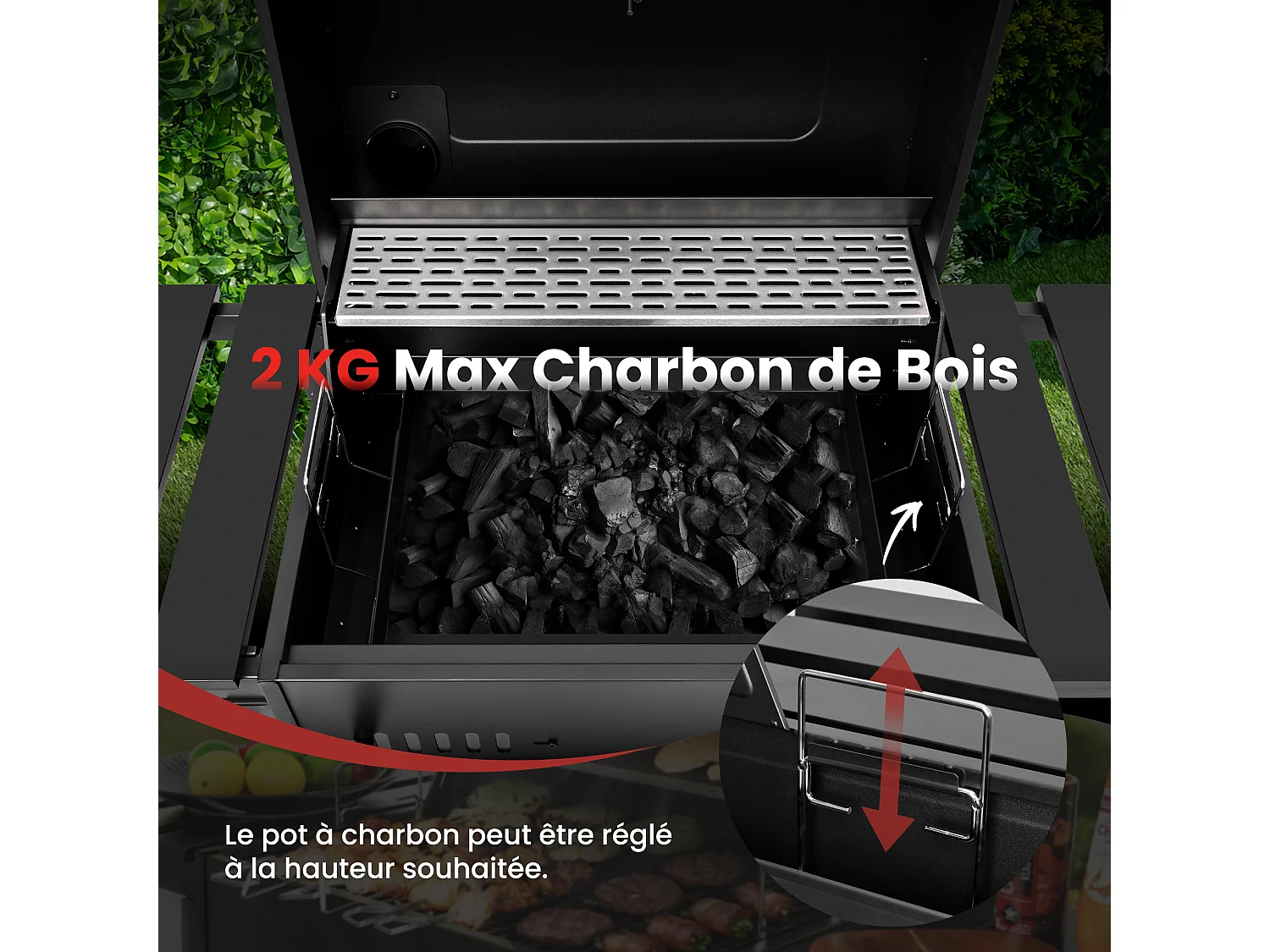 Royal Gourmet Barbecue à Charbon de Bois - Grill à Charbon sur Chariot avec Tablettes Pliables - Surface Cuisson 56,5 x 42,2