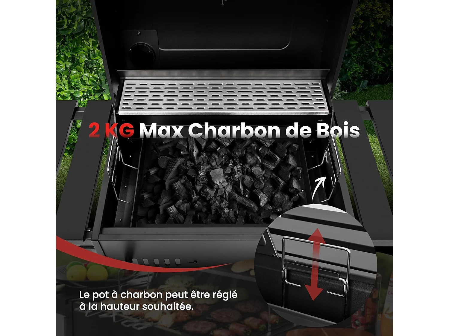 Royal Gourmet Barbecue à Charbon de Bois - Grill à Charbon sur Chariot avec Tablettes Pliables - Surface Cuisson 56,5 x 42,2