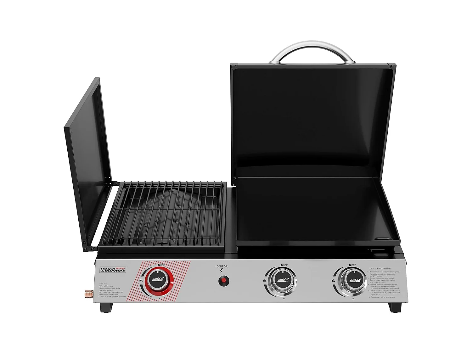 Barbecue Gaz Portable Royal Gourmet - 3 en 1 Plancha et Grille en Émaillés Combinés-8.5 kW