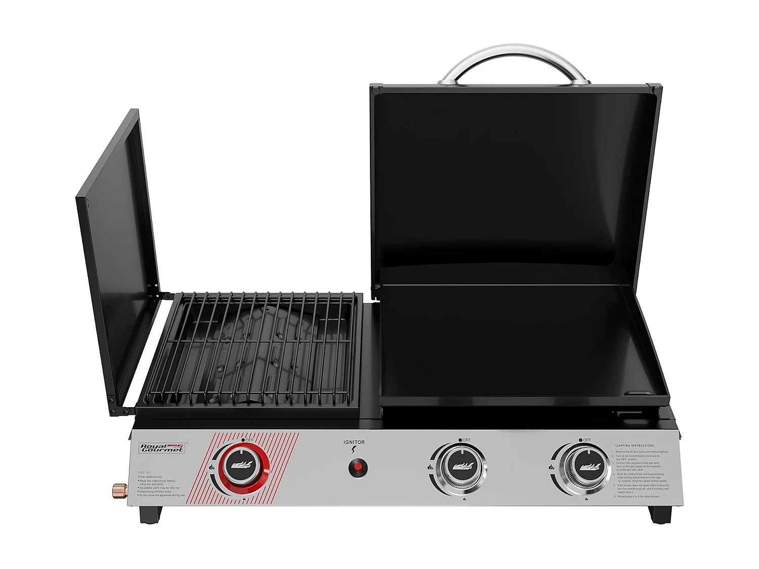 Barbecue Gaz Portable Royal Gourmet - 3 en 1 Plancha et Grille en Émaillés Combinés-8.5 kW