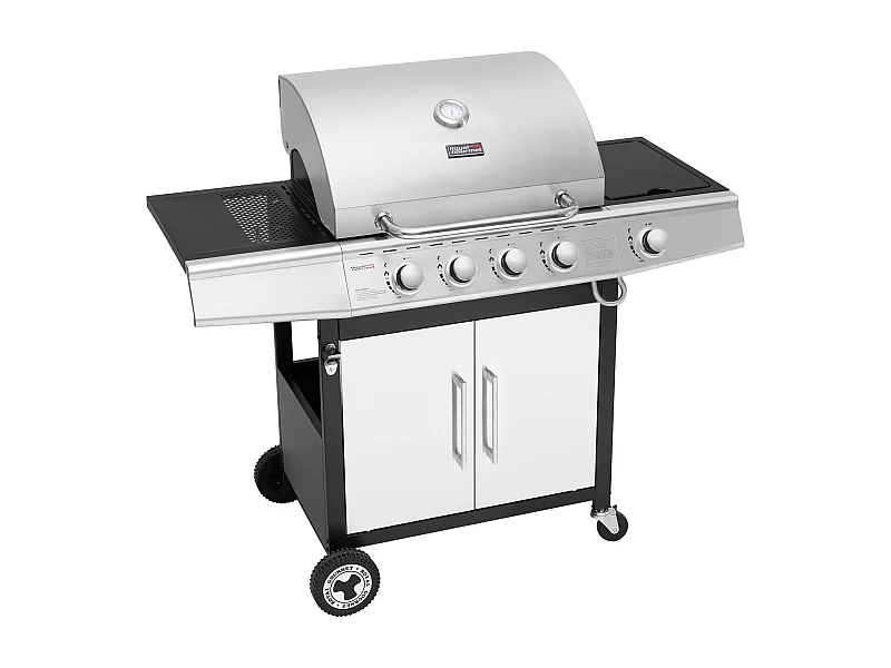 Barbecue Gaz Royal Gourmet à 4+1 Brûleurs Puissance 14,5kW - Argent - 122 x 57 x 112 cm
