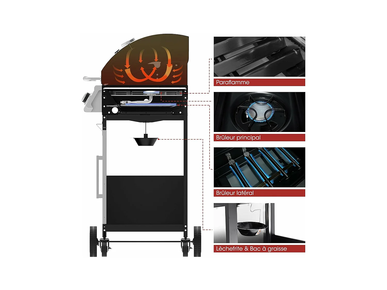 Barbecue Gaz Royal Gourmet à 4+1 Brûleurs Puissance 14,5kW - Argent - 122 x 57 x 112 cm