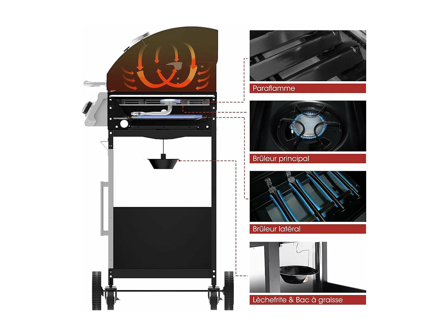 Barbecue Gaz Royal Gourmet à 4+1 Brûleurs Puissance 14,5kW - Argent - 122 x 57 x 112 cm