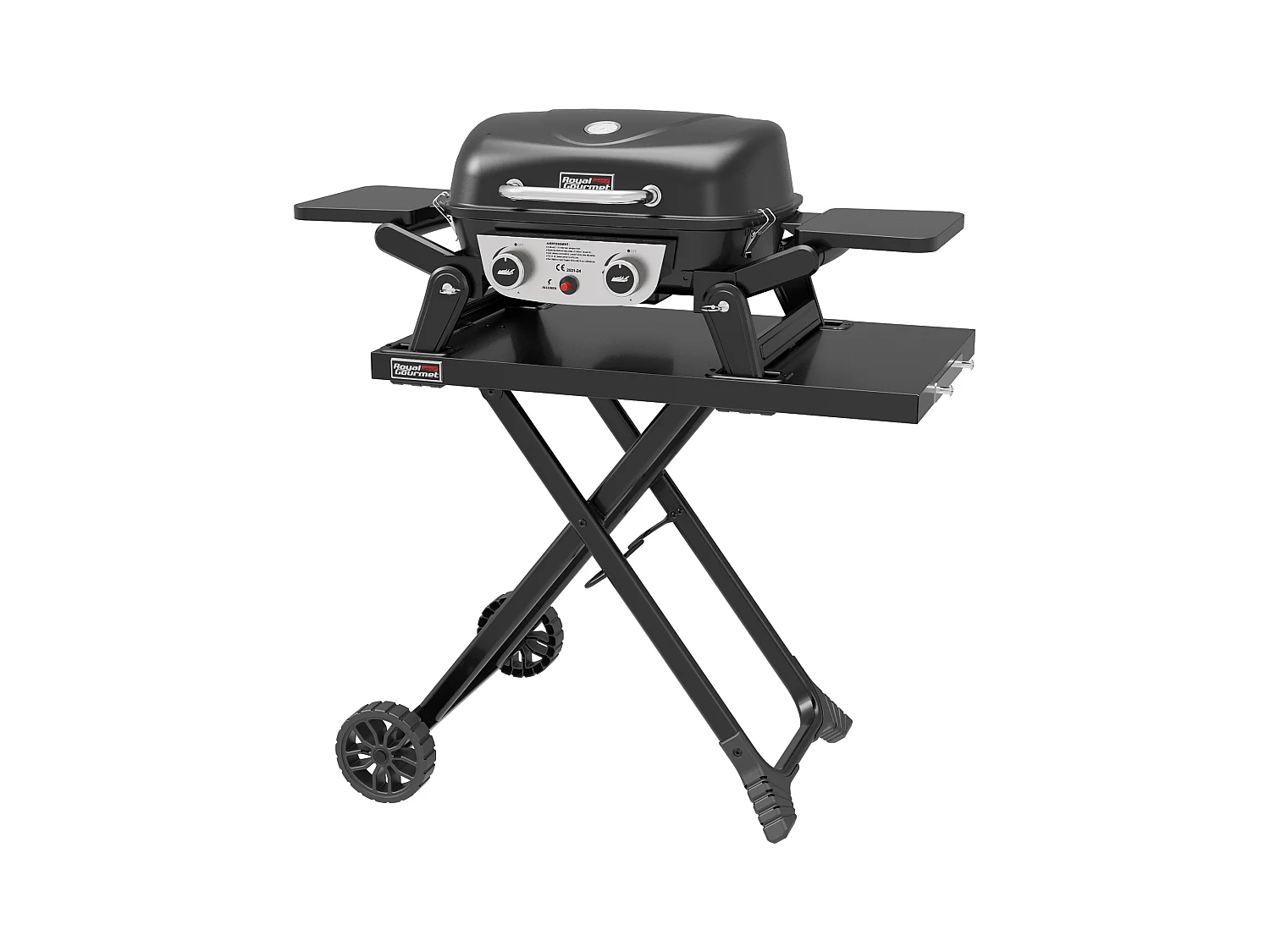 Barbecue Gaz Portable Dont Chariot Détachable Royal Gourmet - 2 Brûleurs Puissance 5kW, Surface Cuisson 48 x 37 cm